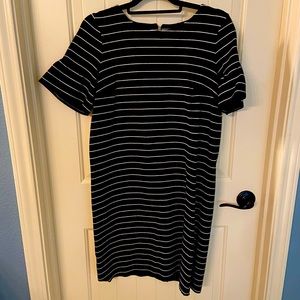 LOFT navy blue striped dress